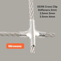 Mirowawa  Cross Clip Stiffeners SS316 For Invisible Grill Cables  - 2mm, Silver