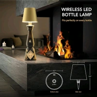 Neo Clean Wireless Rechargeable Bottle Lamp with Stepless Dimming LED, 3 Color Temperature Wine Bottle Light for Bedroom, Bar, Restaurant, Living Room Decoration, and Gift (Black)