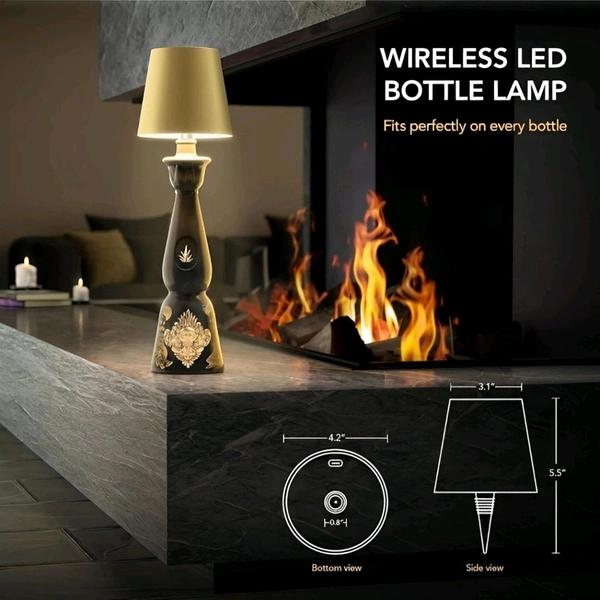 Neo Clean Wireless Rechargeable Bottle Lamp with Stepless Dimming LED, 3 Color Temperature Wine Bottle Light for Bedroom, Bar, Restaurant, Living Room Decoration, and Gift (Black)