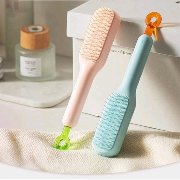 Neo Clean Self-Cleaning Hair Brush for Women - Easy Clean Hairbrush with Retractable Bristles, One-Pull Clean Feature, Anti-Static, Ergonomic Handle, Suitable for All Hair Types (Random Color, Pack of 1)