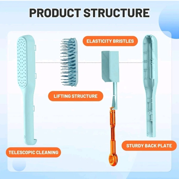 Neo Clean Self-Cleaning Hair Brush for Women - Easy Clean Hairbrush with Retractable Bristles, One-Pull Clean Feature, Anti-Static, Ergonomic Handle, Suitable for All Hair Types (Random Color, Pack of 1)