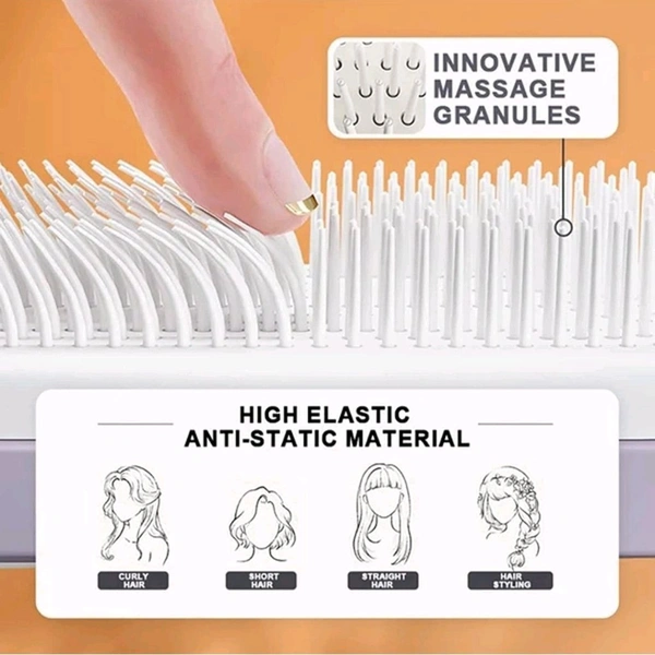 Neo Clean Self-Cleaning Hair Brush for Women - Easy Clean Hairbrush with Retractable Bristles, One-Pull Clean Feature, Anti-Static, Ergonomic Handle, Suitable for All Hair Types (Random Color, Pack of 1)