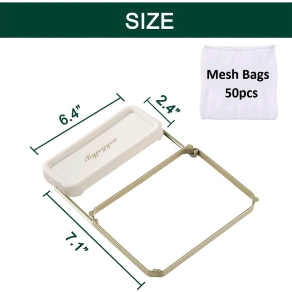 Neo Clean Foldable Kitchen Sink Strainer Basket with 50 Disposable Mesh Bags - Corner Food Catcher for Garbage Disposal, Side Sink Net Strainer, and Food Waste Filter