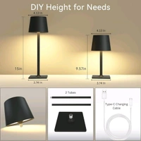 Neo Clean Portable Touch-Control Cordless LED Table Lamp - Metal Design, 3-Color Dimmable, Battery Operated for Bedroom, Restaurant, Bar, Outdoor Party, and Camping (Black)