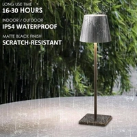 Neo Clean Portable Touch-Control Cordless LED Table Lamp - Metal Design, 3-Color Dimmable, Battery Operated for Bedroom, Restaurant, Bar, Outdoor Party, and Camping (Black)
