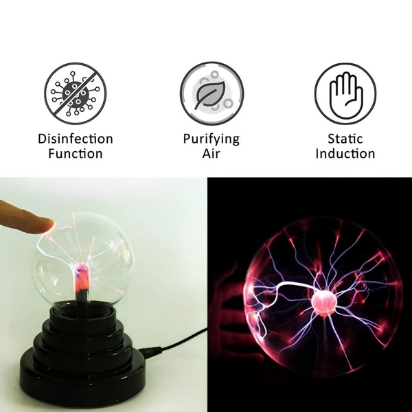 Neo Clean 4-Inch Multicolor LED Plasma Ball Lamp - Flashing Decorative Night Light for Kids' Bedroom, Home Décor, Mood Lighting, and Gifts