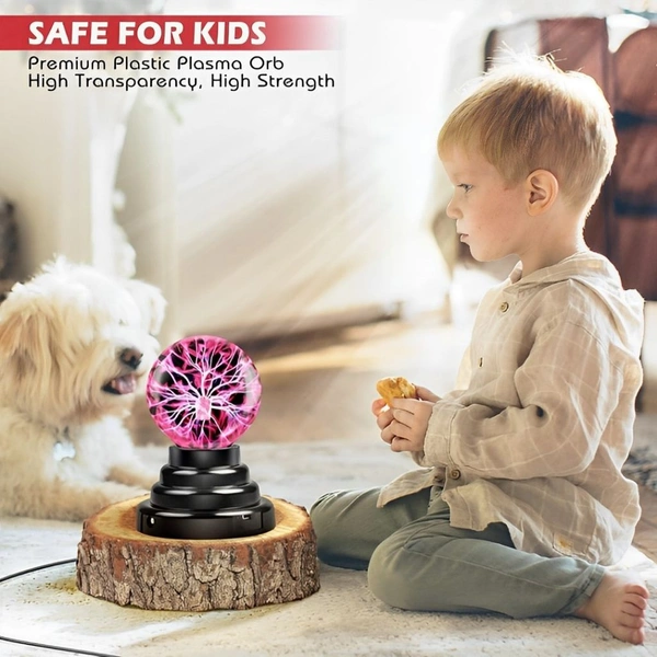 Neo Clean 4-Inch Multicolor LED Plasma Ball Lamp - Flashing Decorative Night Light for Kids' Bedroom, Home Décor, Mood Lighting, and Gifts