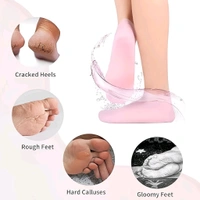 Neo Clean Silicone Moisturizing Foot Socks for Women - Aloe Gel Spa Pedicure Socks for Dry, Cracked Feet - Reusable Soft Gel Socks with Vitamin E & Essential Oils - One Size Fits Most (1 Pair, Cream Color, Heavy-Duty)