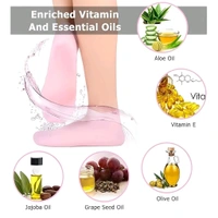 Neo Clean Silicone Moisturizing Foot Socks for Women - Aloe Gel Spa Pedicure Socks for Dry, Cracked Feet - Reusable Soft Gel Socks with Vitamin E & Essential Oils - One Size Fits Most (1 Pair, Cream Color, Heavy-Duty)