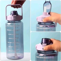 Neo Clean 2L Motivational Water Bottle with Time Marker – Leak-Proof, BPA-Free, Break-Proof, Transparent Sports Bottle for Office, School, College, and Travel – Multicolor