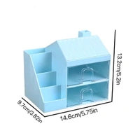 Neo Clean Hut Shaped Desk Organizer with Drawer - Multifunctional Stationery Holder, Office Organizer, Pen & Pencil Stand, Storage Shelf for Office & School (3 Random Colors)