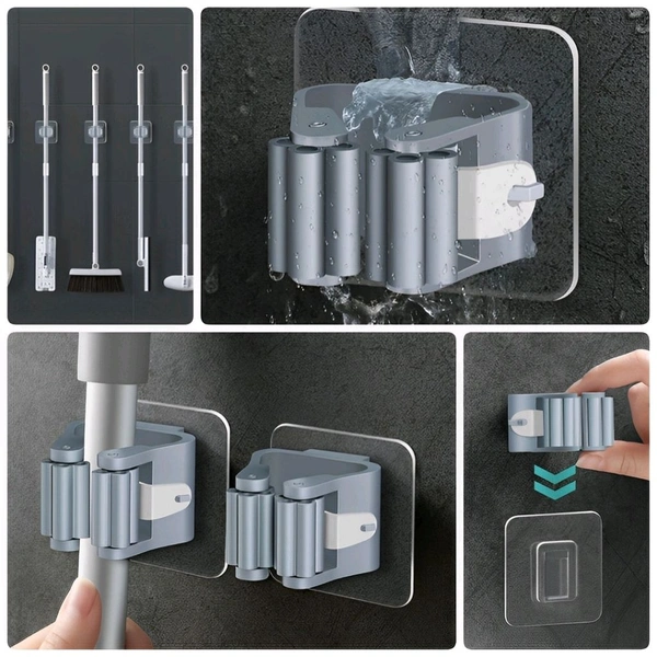 Neo Clean 6 Pcs Wall Mounted Single Mop & Broom Holder – Heavy Duty Organizer for Kitchen, Bathroom, Garage & Garden