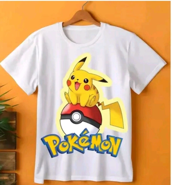 Prime Print Hub  Pokemon Printed T-shirt For Boys And Girls - White, 3 4 5 6 7 8 9 10 11 12 13 14 15