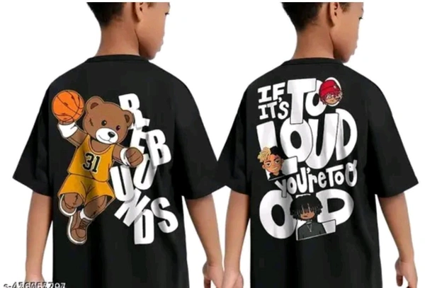 Prime Print Hub  Oversized T-shirt  - Black, 6-7y.   8-10   12-15