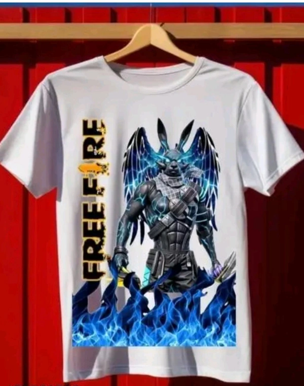 Prime Print Hub   Free Fire Printed T-shirt  - White, Free Size