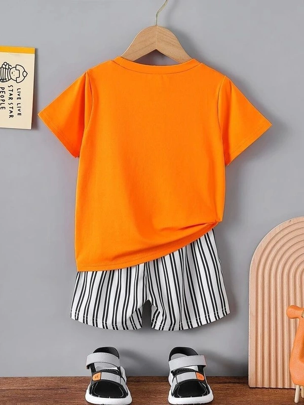 SRP Young Boy's Car Printed Short Sleeve T-Shirt And Striped Shorts Set - 3-6 Months, Sorbus