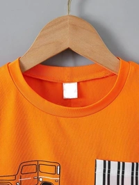SRP Young Boy's Car Printed Short Sleeve T-Shirt And Striped Shorts Set - 3-6 Months, Sorbus