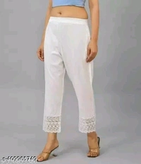 SRP Pure Elegance Lace-Trimmed Cotton Palazzo  - White, M