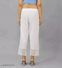 SRP Pure Elegance Lace-Trimmed Cotton Palazzo  - White, XXL