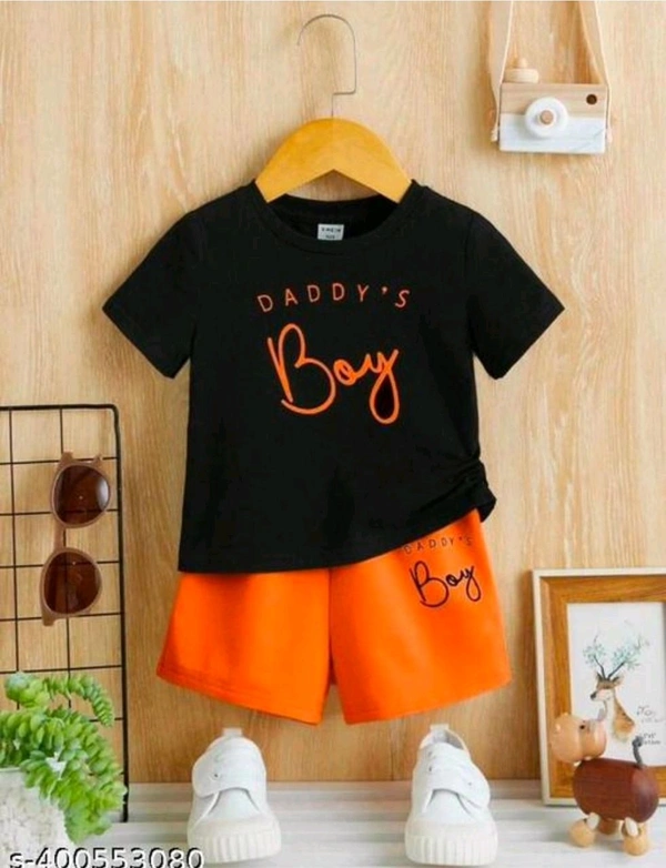 SRP Boys/Girls Cutepie Daddy`Boy Printed Top & Bottom Sets - Black, 1-2 Years