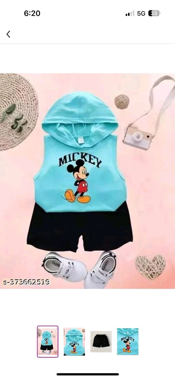 SRP TRENDS BLUE MICKEY PRINTED TOP & BOTTOM SETS - Cerulean, 0-6 Months