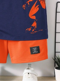 SRP COLLECTION SRP Young Boy Dinosaur Patterned Casual Round-Neck Short Sleeve T-Shirt And Shorts Set | SRP - 0-6 Months, Martinique