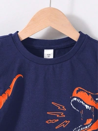 SRP COLLECTION SRP Young Boy Dinosaur Patterned Casual Round-Neck Short Sleeve T-Shirt And Shorts Set | SRP - 0-6 Months, Martinique