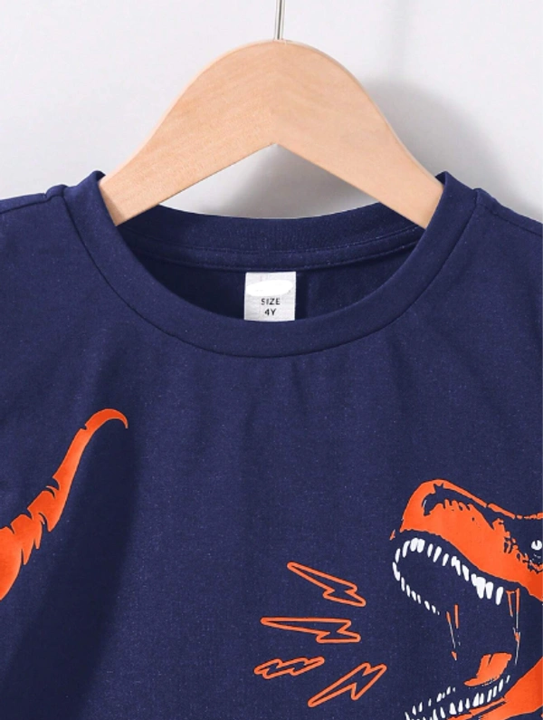 SRP COLLECTION SRP Young Boy Dinosaur Patterned Casual Round-Neck Short Sleeve T-Shirt And Shorts Set | SRP - 0-6 Months, Martinique