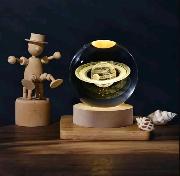 INCLICKC 3D Saturn Crystal Ball Night Lamp, Wooden Base, for Home Decoration, Birthday Gift (Saturn) (8 CM) 58% off

