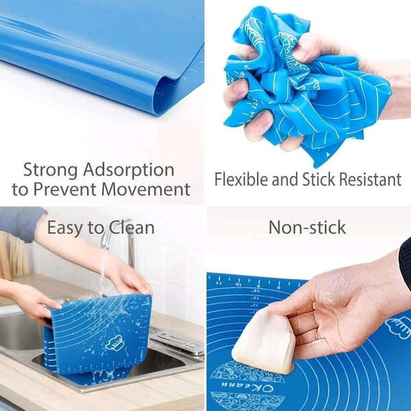 clickc.in Xacton Silicone Baking Mat Roti mat Silicone Chapati Atta Kneading Mat Non - Stick Fondant Rolling M - M S XL XXL, Blue