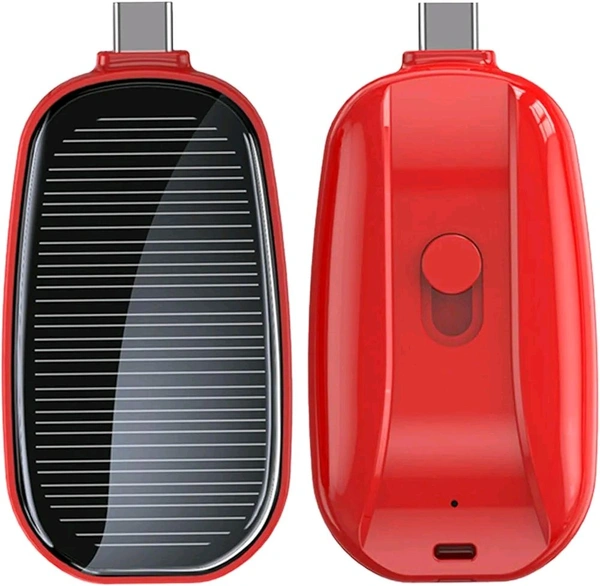 Inclickc inclickc ® 1500mAh Large Capacity Battery Small Solar Charger Solar Power Bank Keychain Charger for Mobile Phones with Carabiner Emergency Power Supply - C pin

