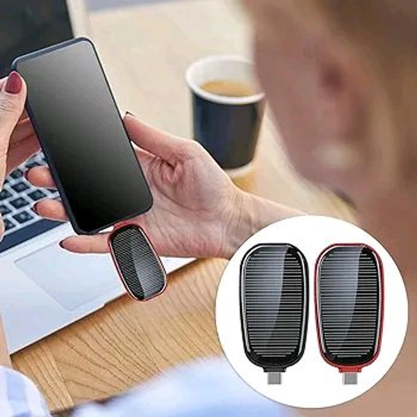 Inclickc inclickc ® 1500mAh Large Capacity Battery Small Solar Charger Solar Power Bank Keychain Charger for Mobile Phones with Carabiner Emergency Power Supply - C pin

