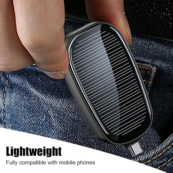 Inclickc inclickc ® 1500mAh Large Capacity Battery Small Solar Charger Solar Power Bank Keychain Charger for Mobile Phones with Carabiner Emergency Power Supply - C pin

