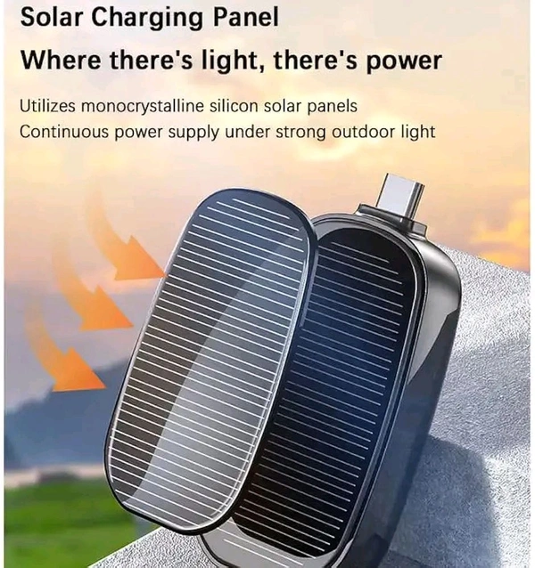 Inclickc inclickc ® 1500mAh Large Capacity Battery Small Solar Charger Solar Power Bank Keychain Charger for Mobile Phones with Carabiner Emergency Power Supply - C pin

