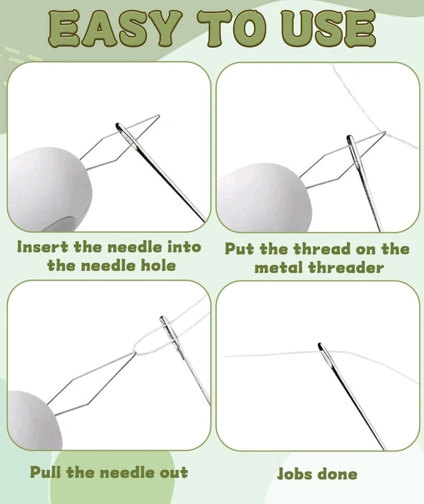 Inclickc 2PCS Needles Threader Tool, Threader, Needle Inserter Tool 2 in 1 Needle Threader Tool for Sewing Craft Saving You Time and Effort

