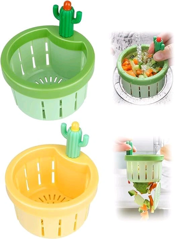 Inclickc Kitchen Sink Drain Strainer, Push Automatic Dump Basket Kitchen Garbage Collect Strainer, Multifunctional Household Sink Anti-Clog Drain Basket Strainer Kitchen (Multicolor) (2pcs)