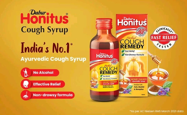 Dabur Honitus Herbal Cough Remedy Syrup, 100 ml