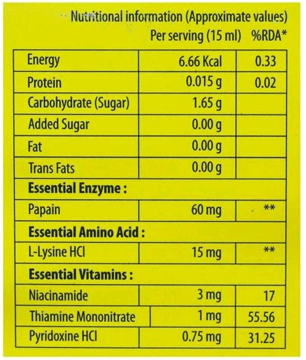 Cadzyme Syrup (Digestive Enzymes & Multivitamin With L-Lysine Syrup) 200ml
