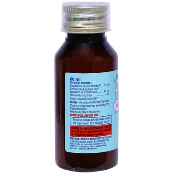 Meftal Spas Suspension (Contains
Dicyclomine (10mg)+ Simethicone (40mg)