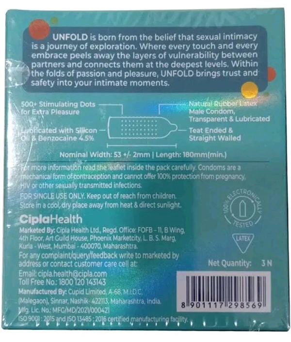 Cipla Unfold Extended Time Condoms, 3 Count