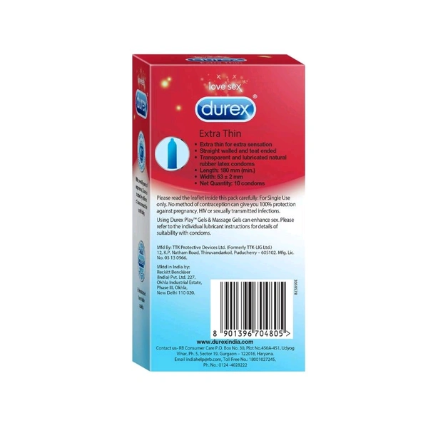 Durex Extrathin Condoms (Pack Of 10)