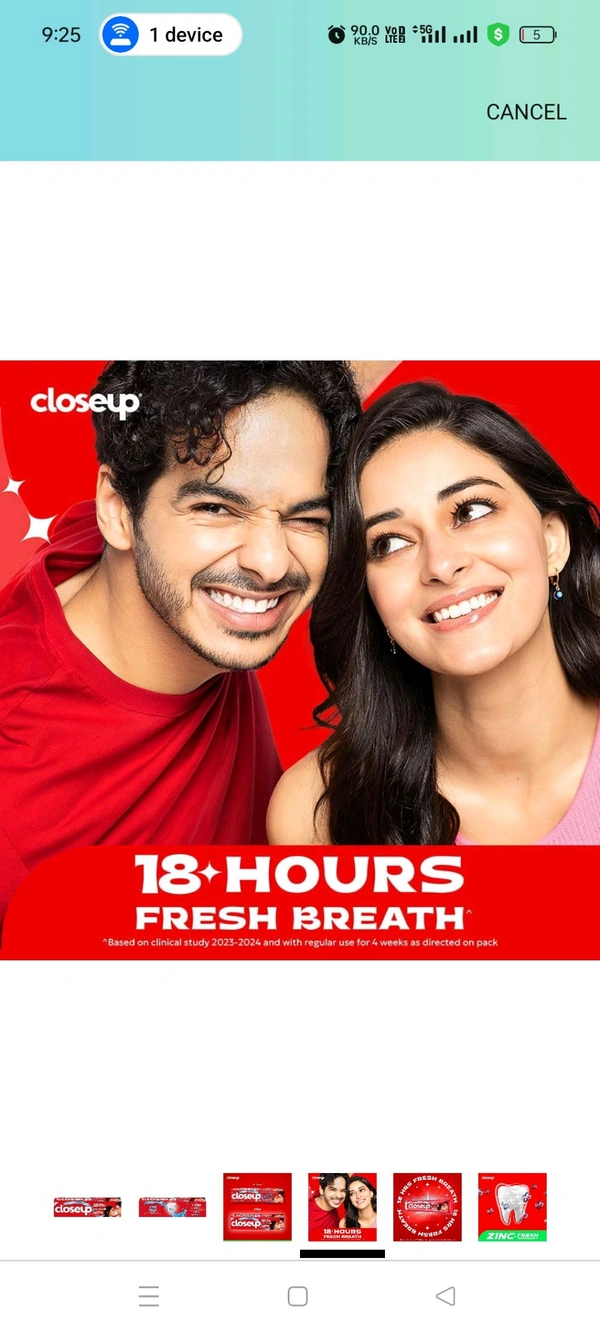 Closeup Everfresh+ Anti Germ Red Hot Gel Toothpaste  - 90g