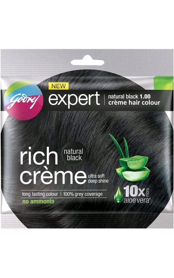 Godrej Expert Rich Creme Hair Colour (Pouch) - 20g + 20ml, Black