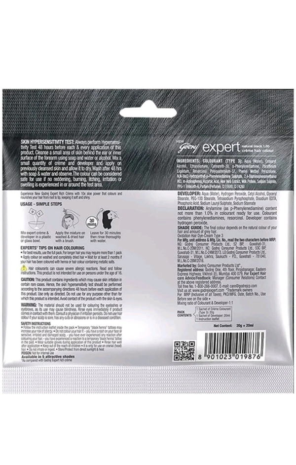 Godrej Expert Rich Creme Hair Colour (Pouch) - 20g + 20ml, Black