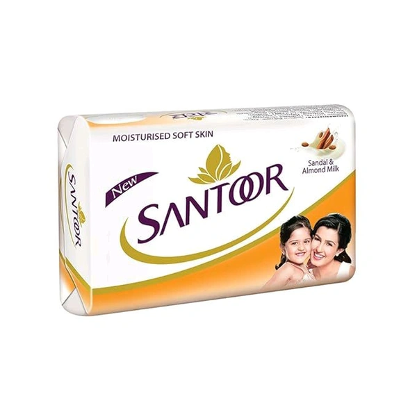 Santoor Almond Soft Soap | With Sandal & Almond Milk  - Pack Of 4 (44×4=176g)