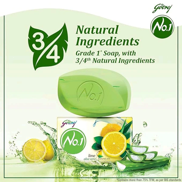Godrej No.1 Lime & Alovera Bath Soap - Pack Of 4 - (53g Each)