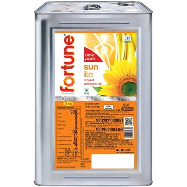 Fortune Sunlite Refined Sunflower Oil  - 15Ltr