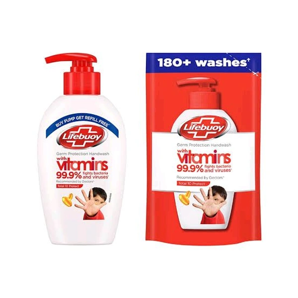 LIFEBUOY TOTAL 10PROTECT HAND WASH+ 185ML FREE - 80ML