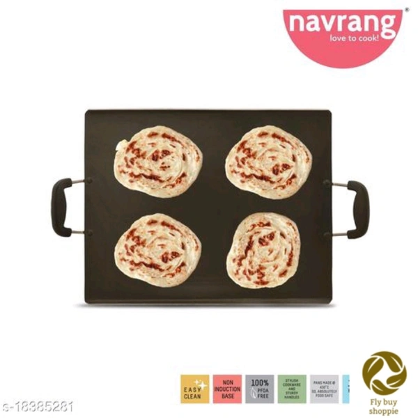Navrang Non Stick Aluminium Rectangle Tawa 330mm,Black Hammertone -Non Induction
Material: Non-stickType: Non-stickPack: Pack of 1Length: 45 cmBreadth: 33 cmHeight: 6.5 cmSize