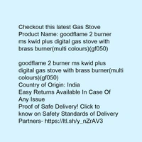 goodflame 2 burner ms kwid plus digital gas stove with brass burner(multi colours)